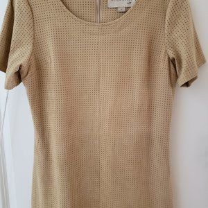 Anthropologie Ethereal Faux Suede dress CAMEL